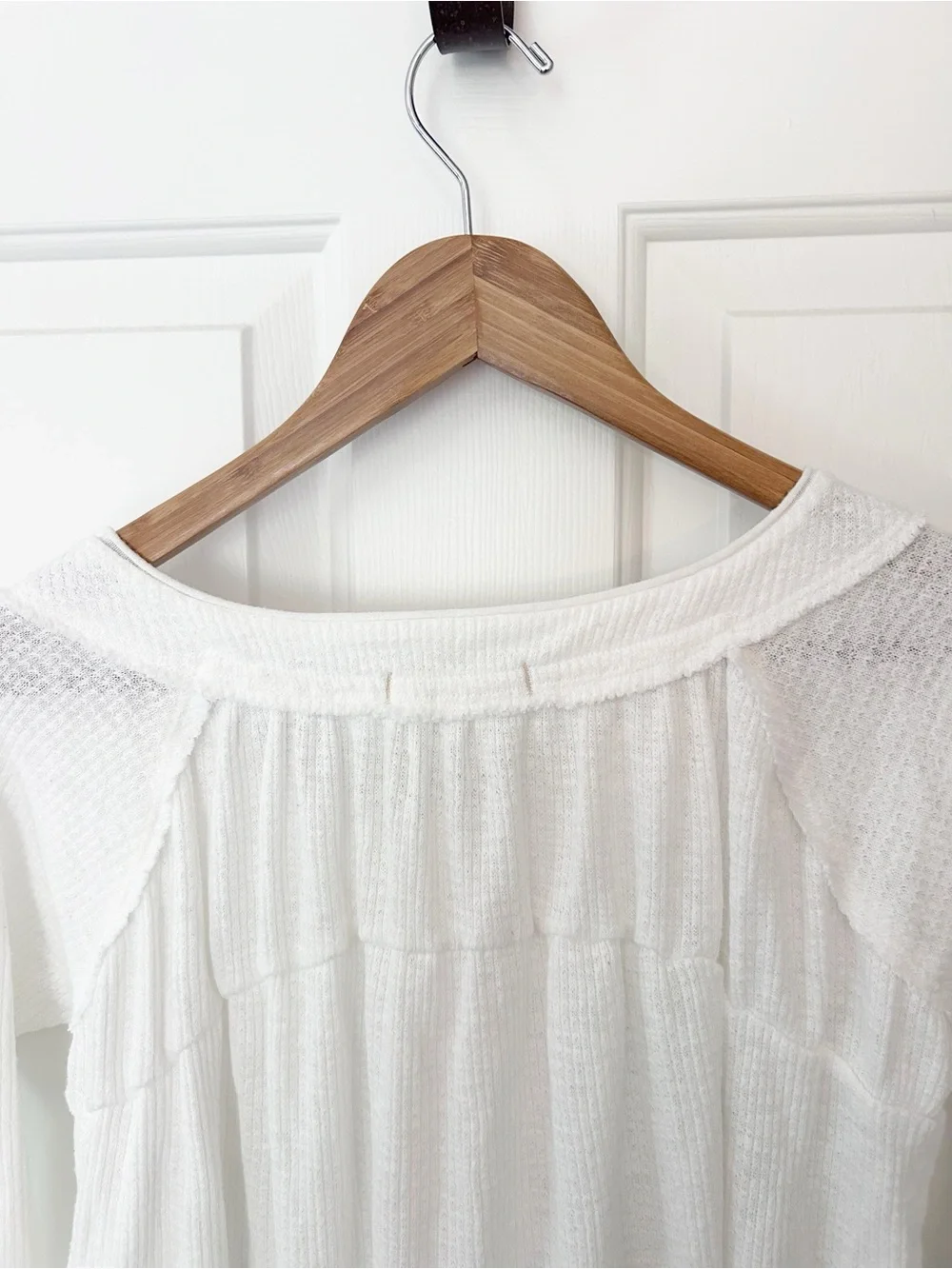 We The Free Waffle-Knit Must Have Henley Tee Ivory White S